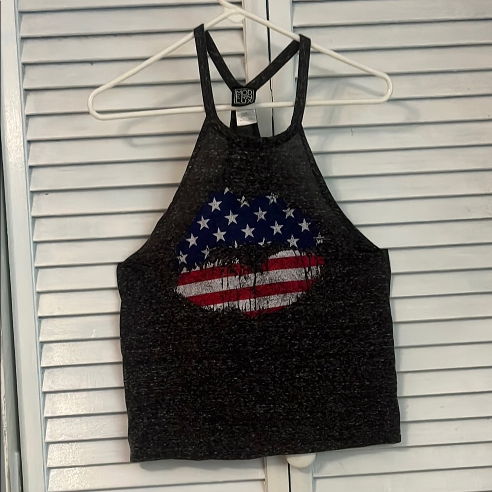Modern Lux Black Graphic Crop Tank Top